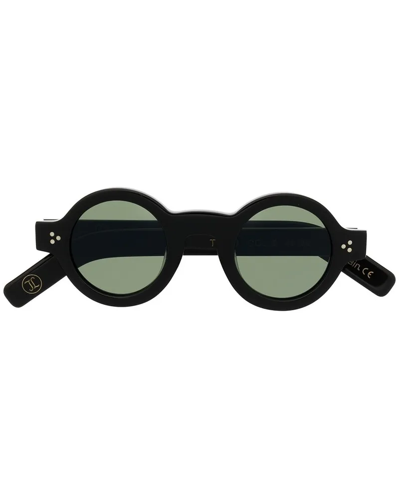 Lesca Runde Sonnenbrille - Schwarz Schwarz