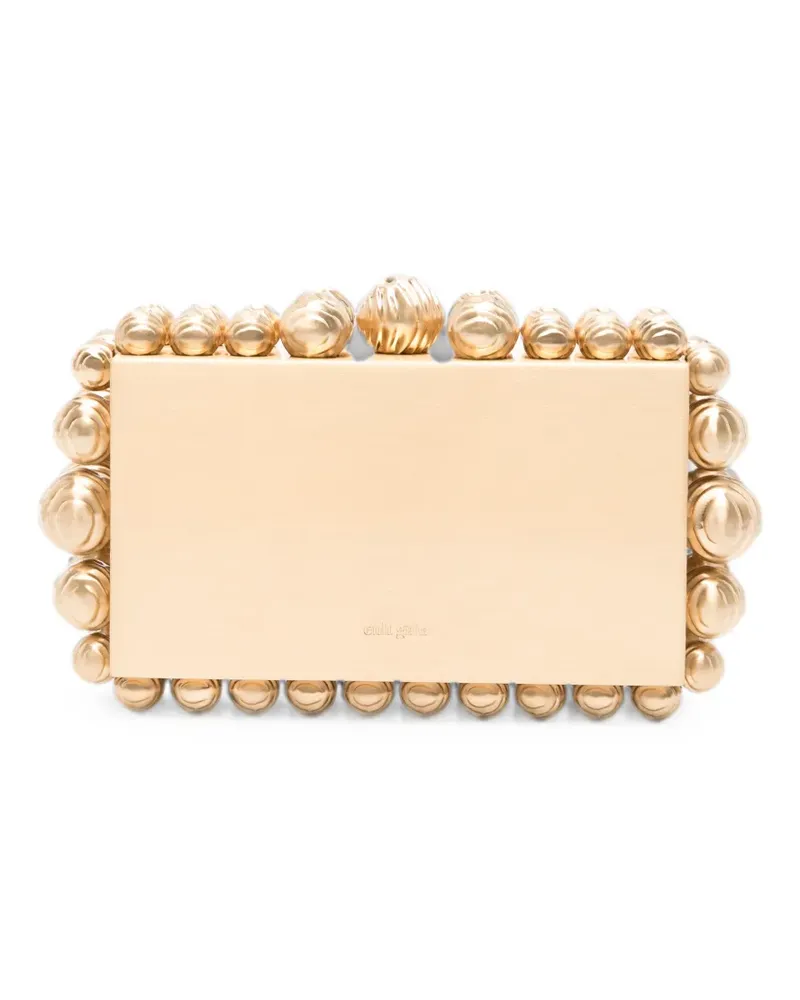 Cult Gaia bead-embellished brushed-finish clutch bag - Gold Gold