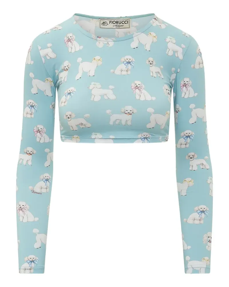 Fiorucci poodle-print cropped top - Blau Blau