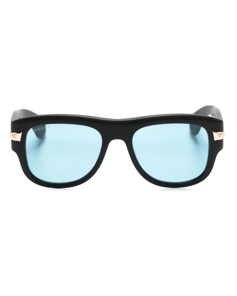 Gucci Sonnenbrille mit eckigem Gestell - Schwarz Schwarz