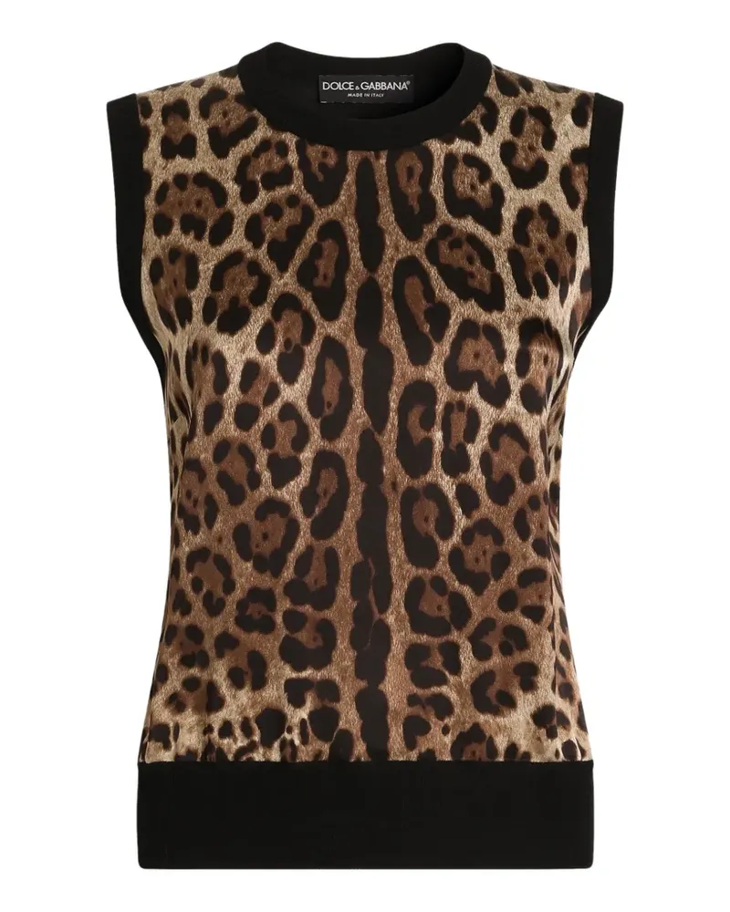 Dolce & Gabbana Wolltop mit Leoparden-Print - Nude Nude