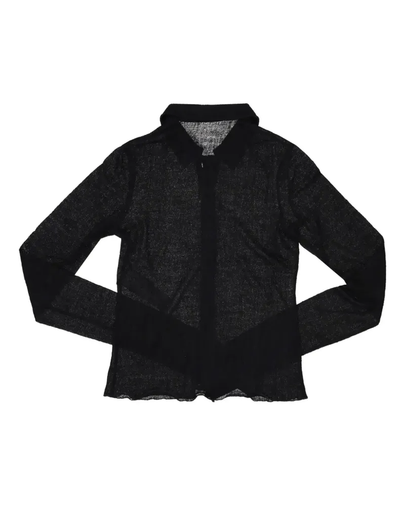 Ann Demeulemeester Schmales Jacquard-Jerseyhemd - Schwarz Schwarz