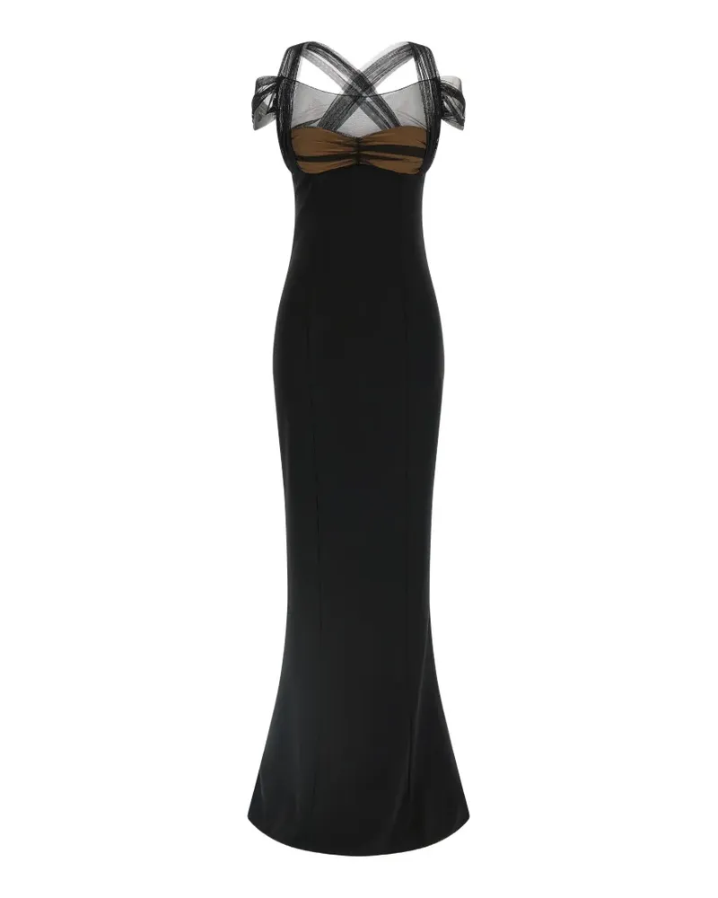 Nensi Dojaka draped tulle maxi dress - Schwarz Schwarz