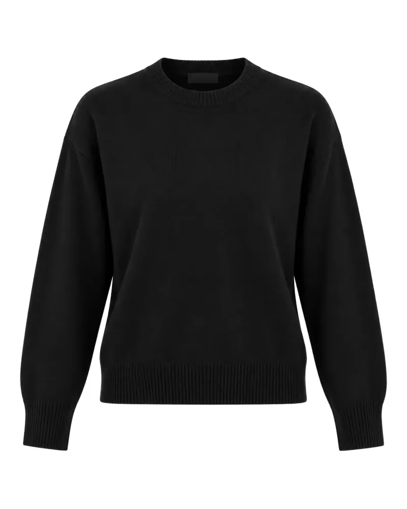 SOLOTRE Gerippter Pullover mit tiefen Schultern - Schwarz Schwarz