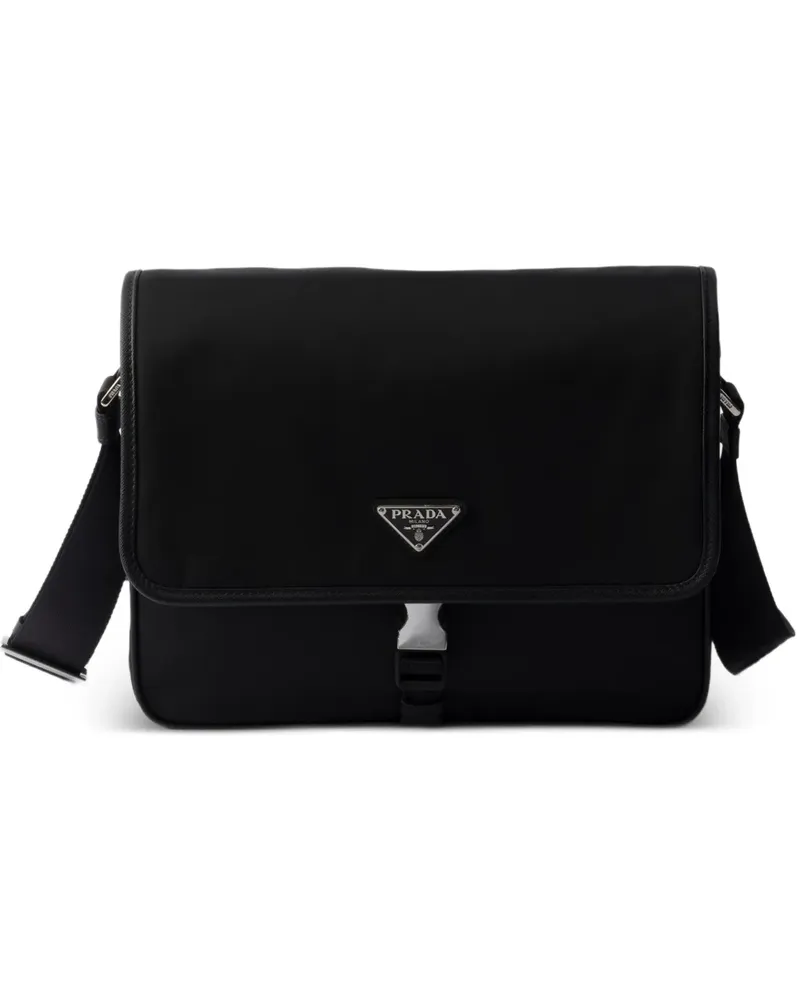 Prada Re-Nylon Schultertasche mit Schnalle - Schwarz Schwarz