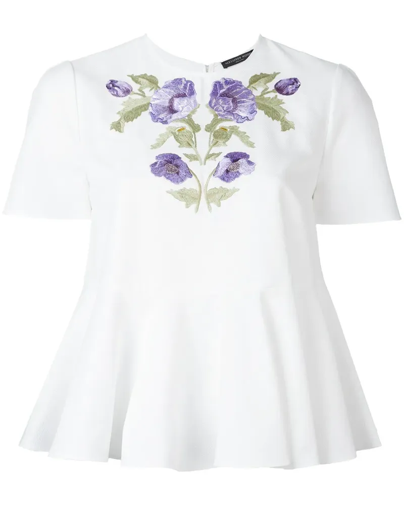 Alexander McQueen Bluse mit Blumenstickerei - Weiß Weiß