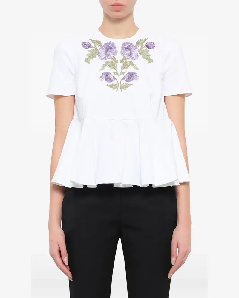Alexander McQueen Bluse mit Blumenstickerei - Weiß Weiß