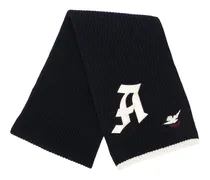 Gerippter Schal mit Logo-Patch - Blau
