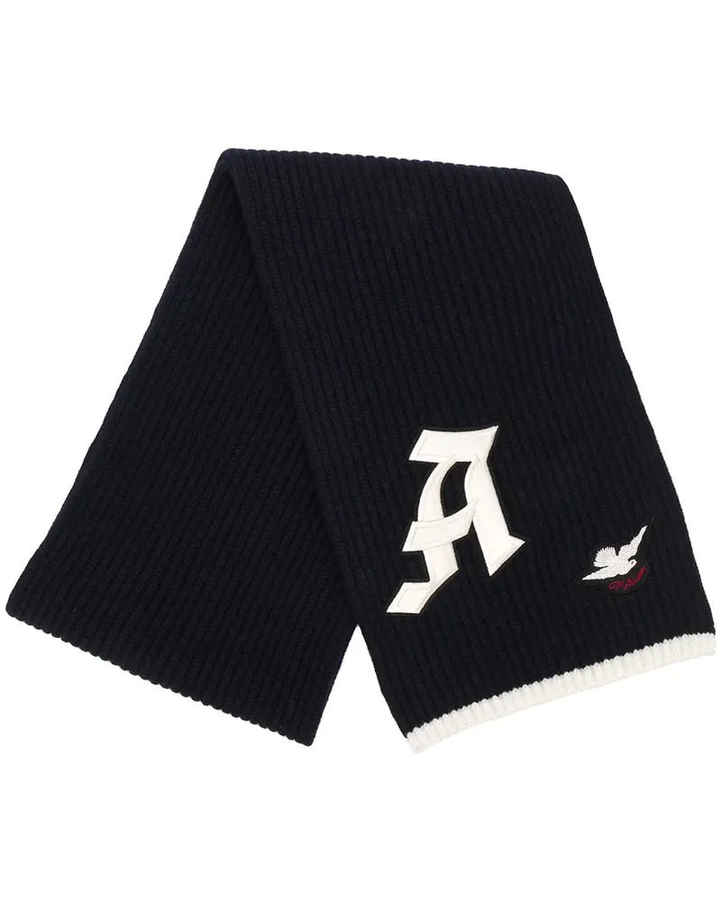 Alexander McQueen Gerippter Schal mit Logo-Patch - Blau Blau