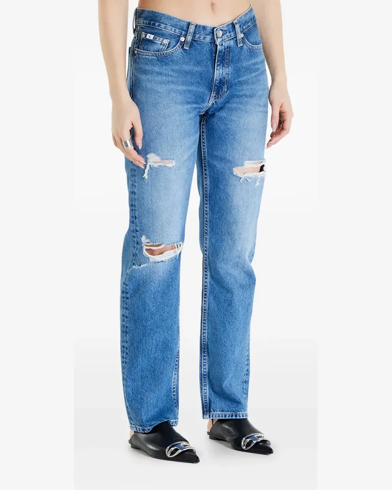 Calvin Klein Tief sitzende Straight-Leg-Jeans im Distressed-Look - Blau Blau