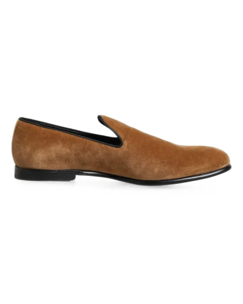 Dolce & Gabbana velvet piped-trim loafers - Braun Braun