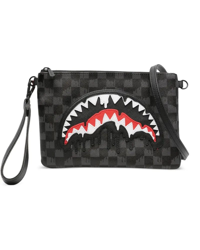 Sprayground Karierte Dripping Sharks in Paris Kuriertasche - Schwarz Schwarz