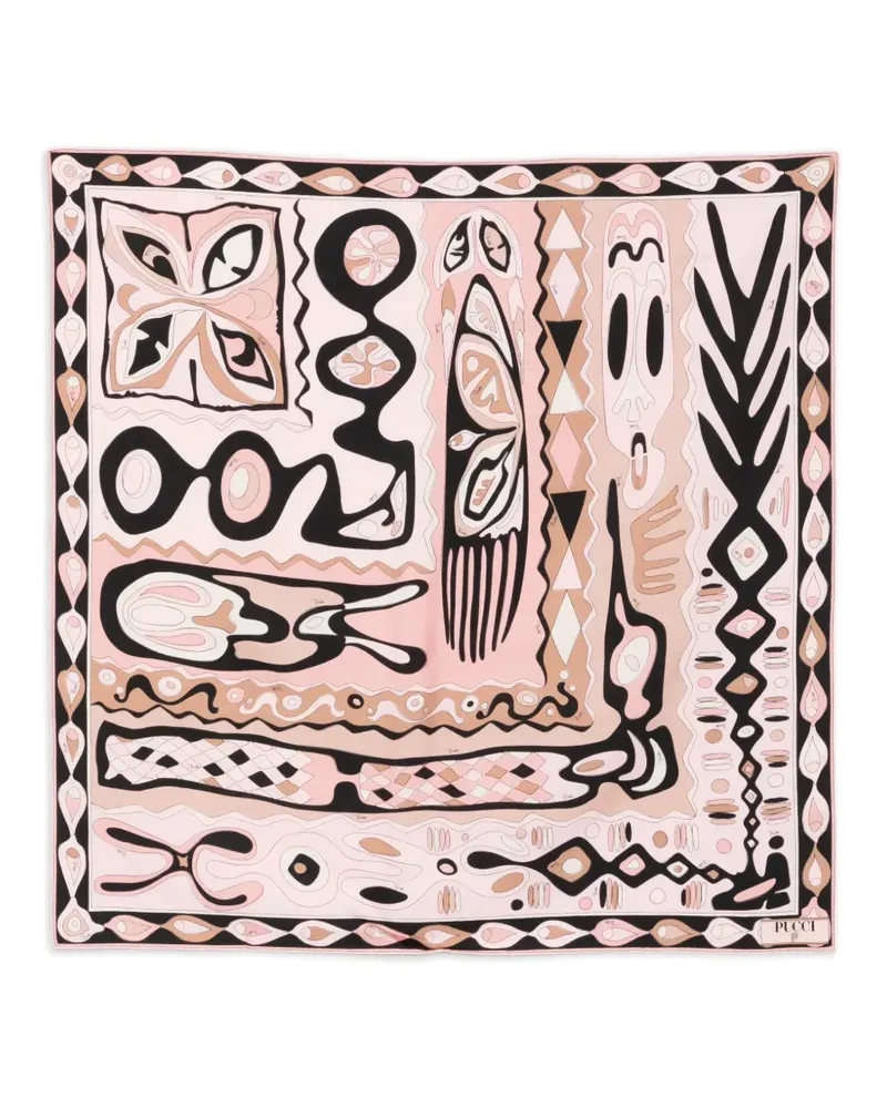 Emilio Pucci lettering striped silk scarf - Rosa Rosa