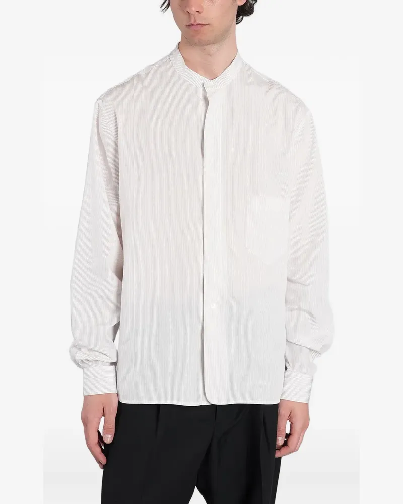 Mauro Grifoni striped band-collar shirt - Weiß Weiß
