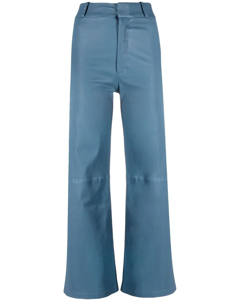 Arma Cropped-Hose aus Leder Blau