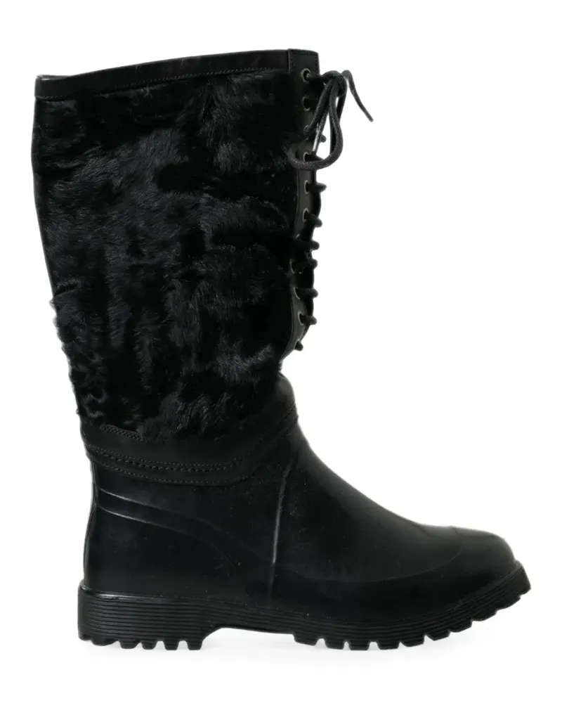 Dolce & Gabbana lace-up shearling boots - Schwarz Schwarz