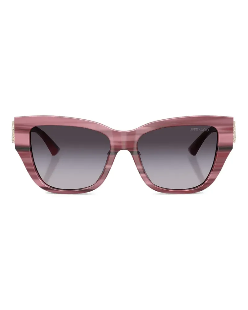Jimmy Choo Gestreifte Sonnenbrille mit Kristallen - Rosa Rosa
