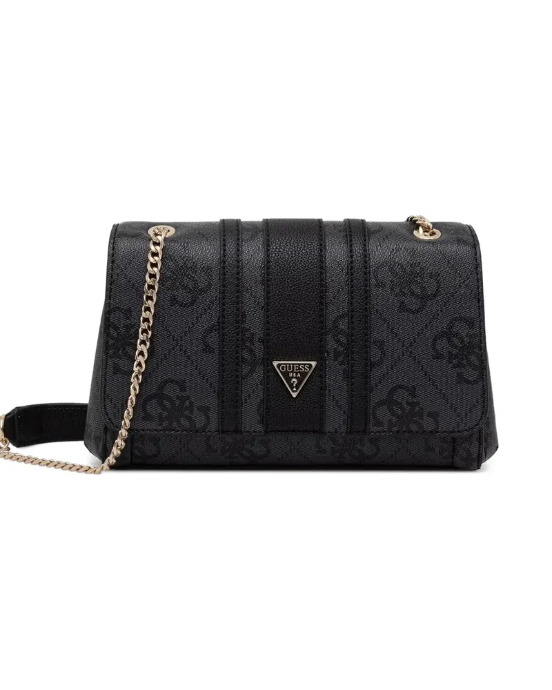 Guess Noelle Schultertasche mit Monogramm-Print - Schwarz Schwarz