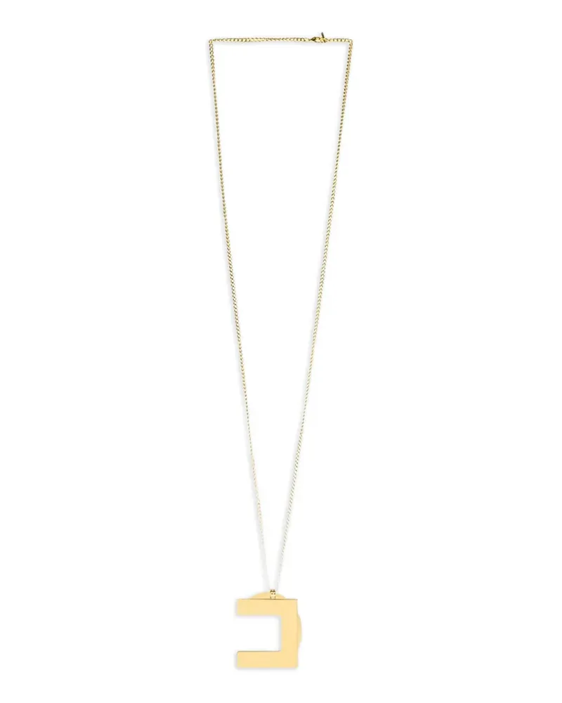 Elisabetta Franchi logo-charm curb-chain necklace - Gold Gold