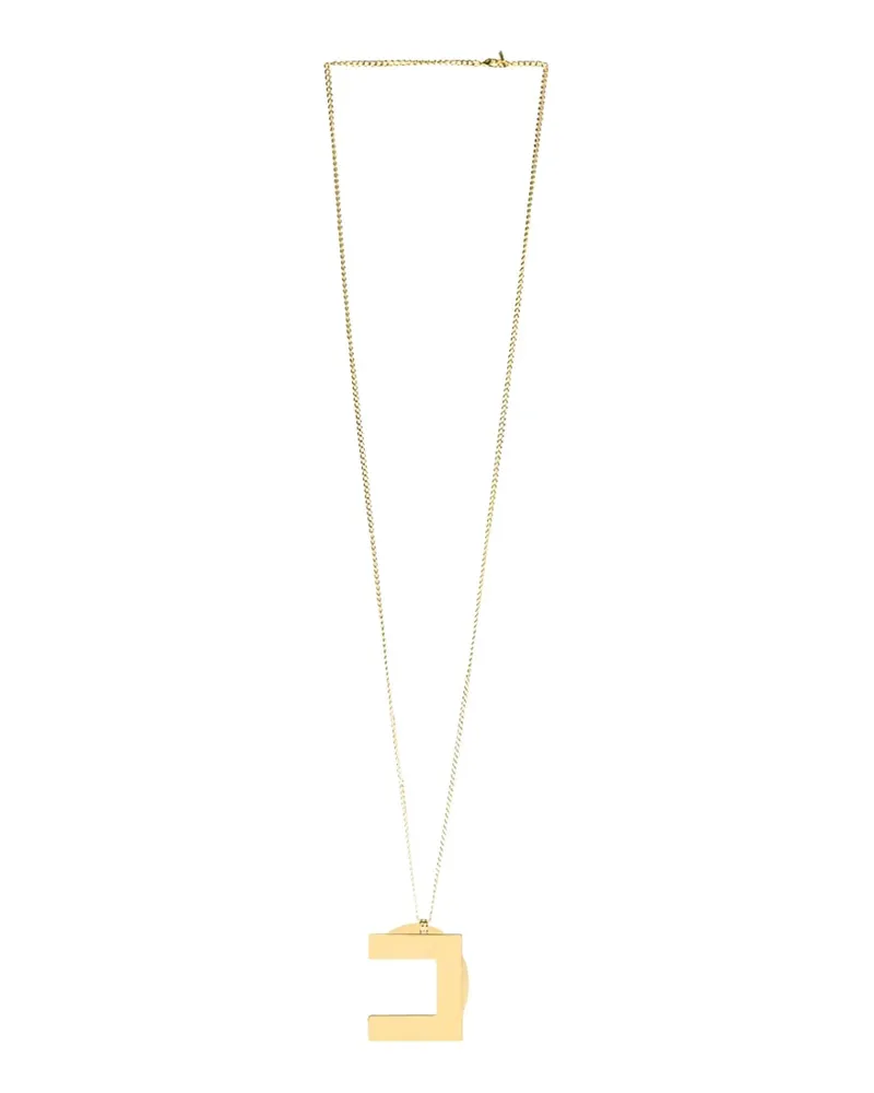 Elisabetta Franchi logo-charm curb-chain necklace - Gold Gold