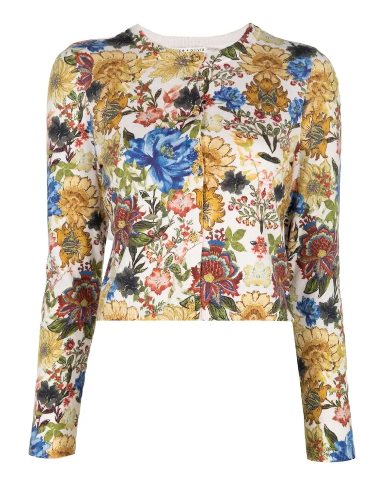 Alice + Olivia Cason floral-print cardigan - Nude Nude