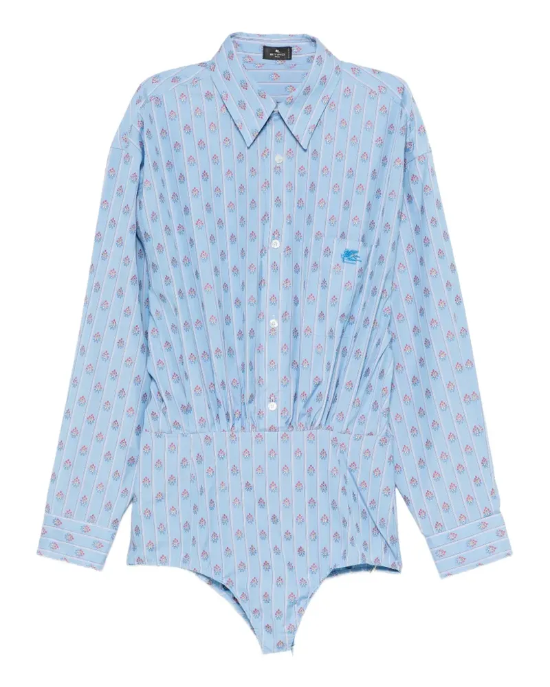 Etro floral-print striped bodysuit - Blau Blau