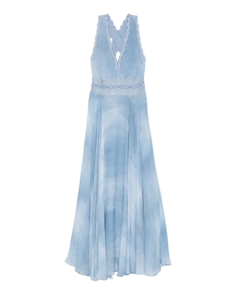 Ermanno Scervino lace-trim V-neck maxi dress - Blau Blau