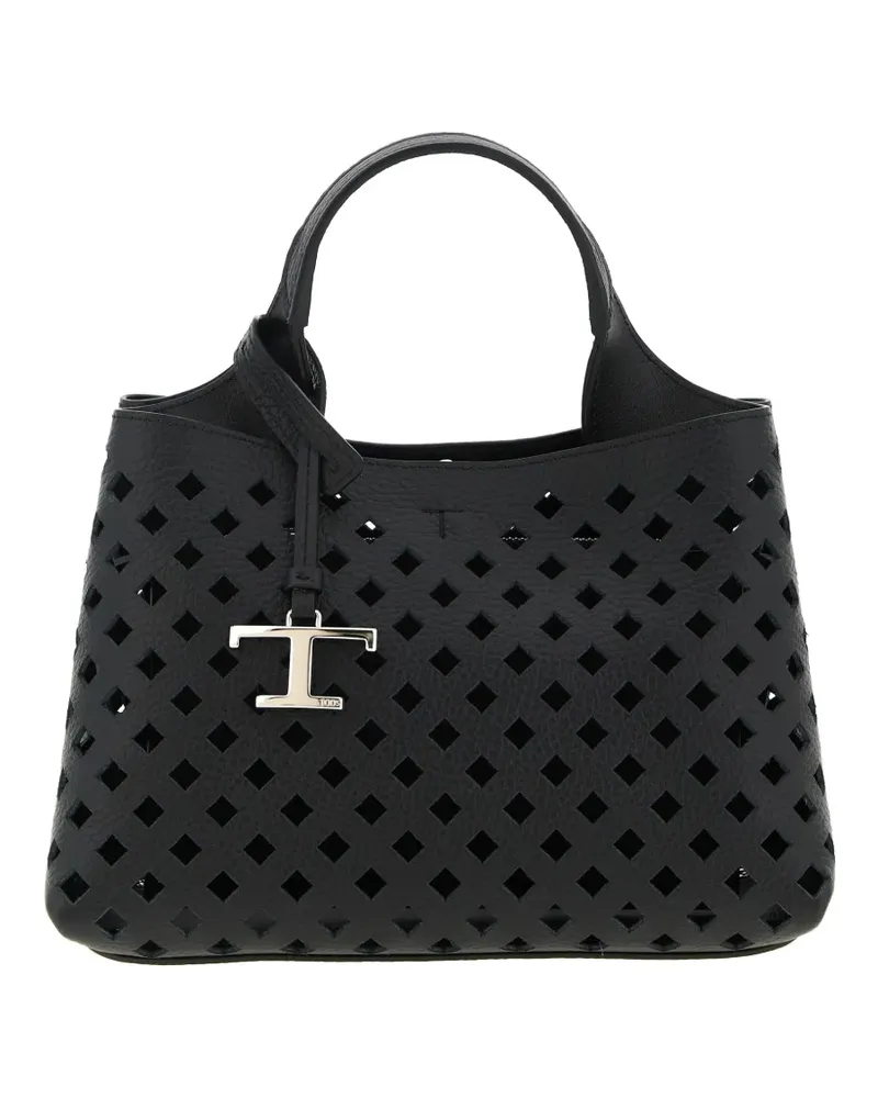 TOD'S Micro Apa Tote Bag aus perforiertem Leder - Schwarz Schwarz