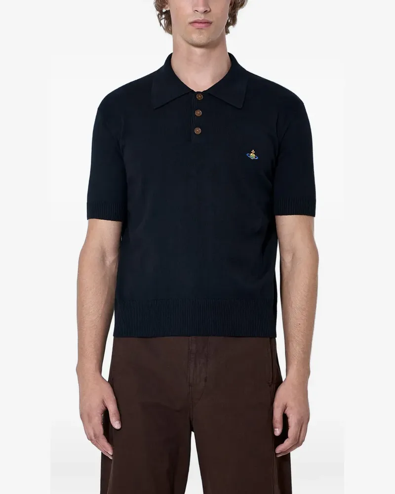 Vivienne Westwood Besticktes Poloshirt mit geripptem Besatz - Schwarz Schwarz