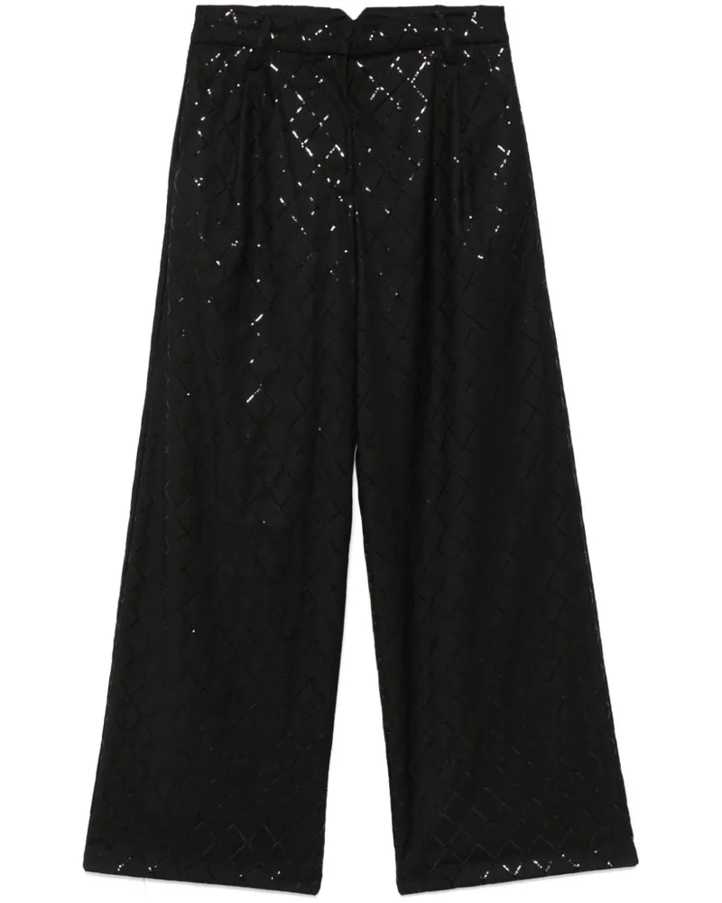 ROTATE Birger Christensen Weite Paillettenhose - Schwarz Schwarz