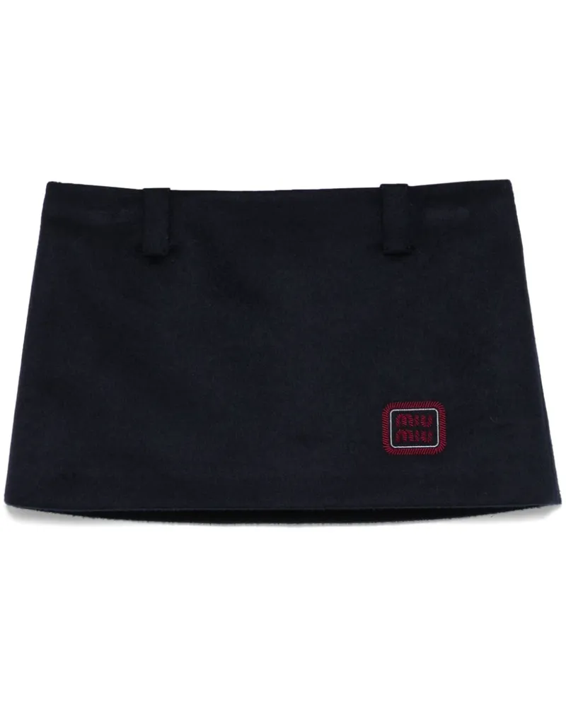 Miu Miu Minirock mit Logo-Stickerei - Blau Blau