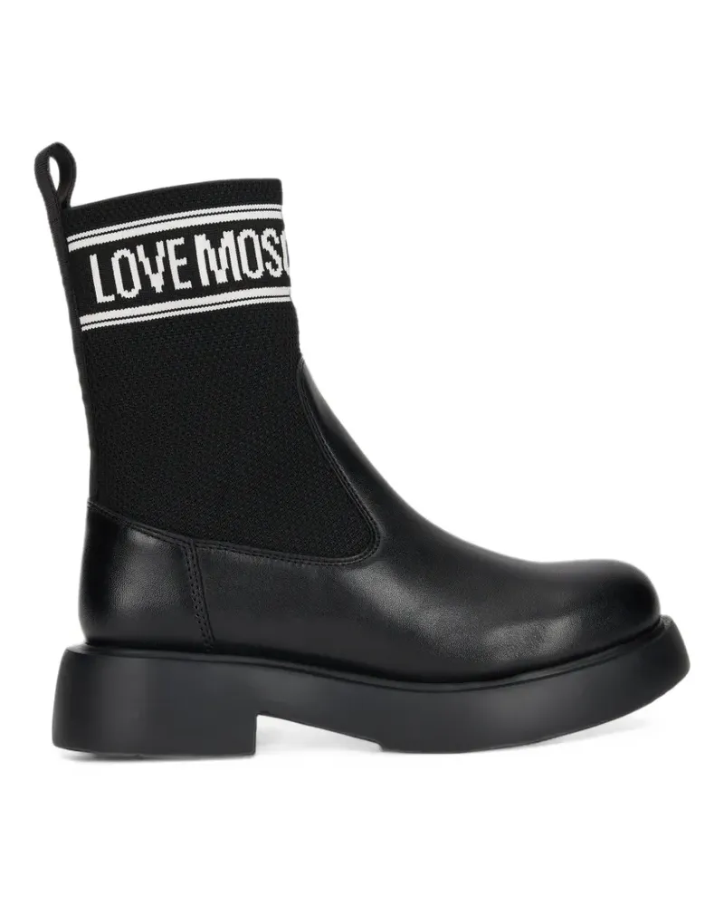 Moschino logo-print sock-style boots - Schwarz Schwarz