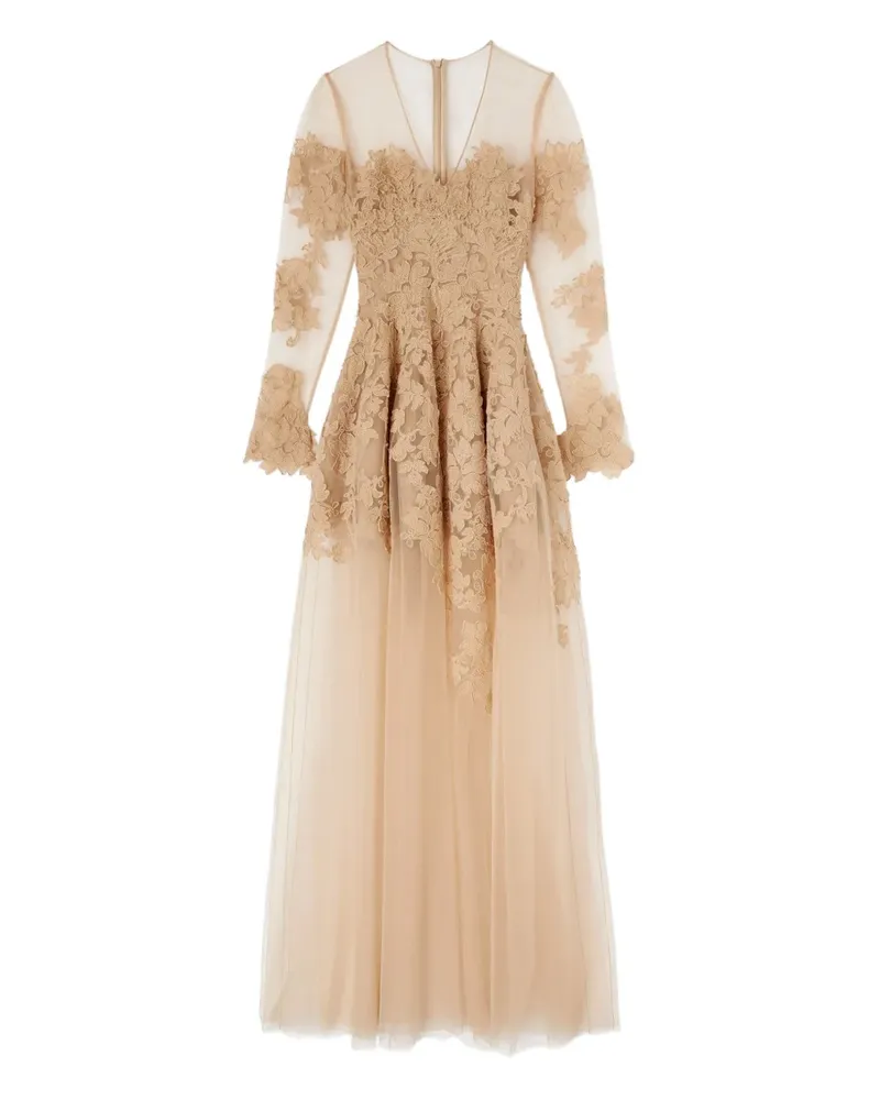 Ermanno Scervino Maxikleid mit Blumenapplikation - Nude Nude