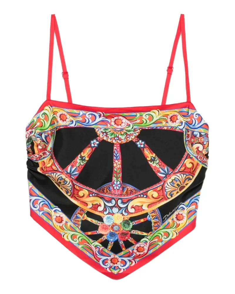Dolce & Gabbana Seidenoberteil mit Carretto-Print - Schwarz Schwarz