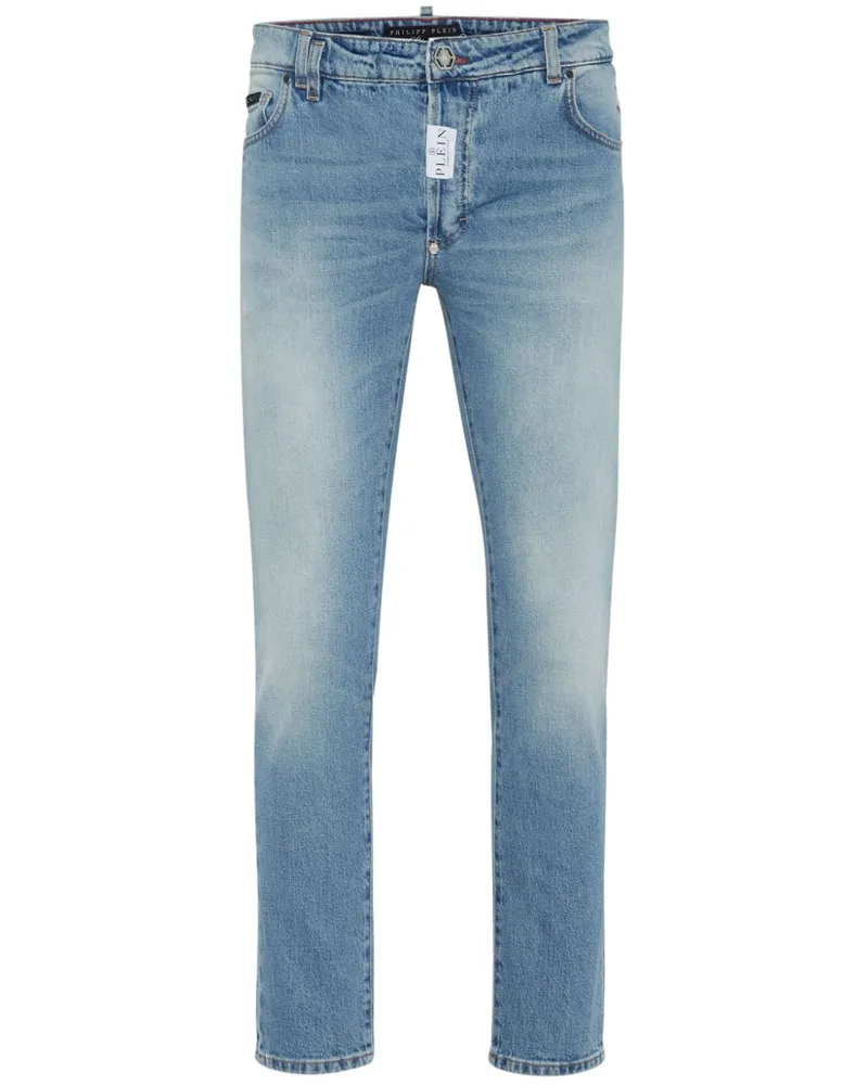 Philipp Plein Tief sitzende Skinny-Jeans mit Logo-Applikation - Blau Blau