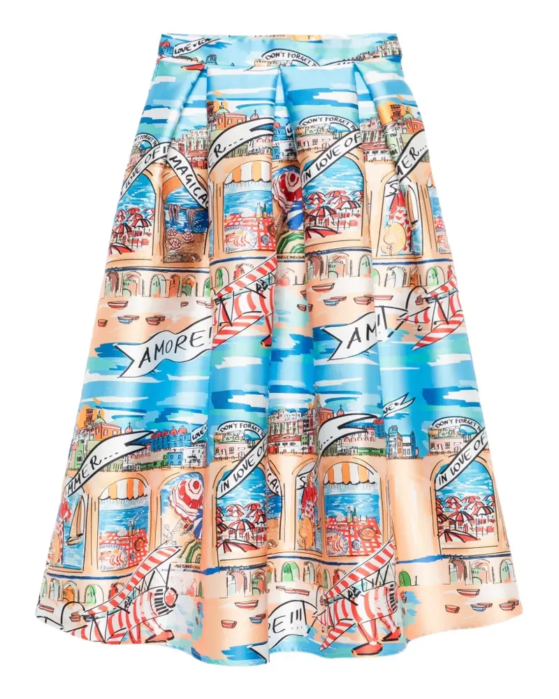 Alessandro Enriquez beach-print midi skirt - Blau Blau