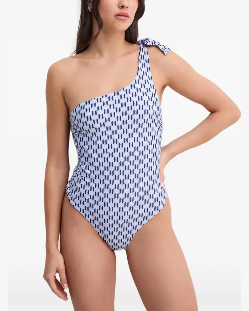 Karl Lagerfeld One-Shoulder-Badeanzug mit Monogramm - Blau Blau