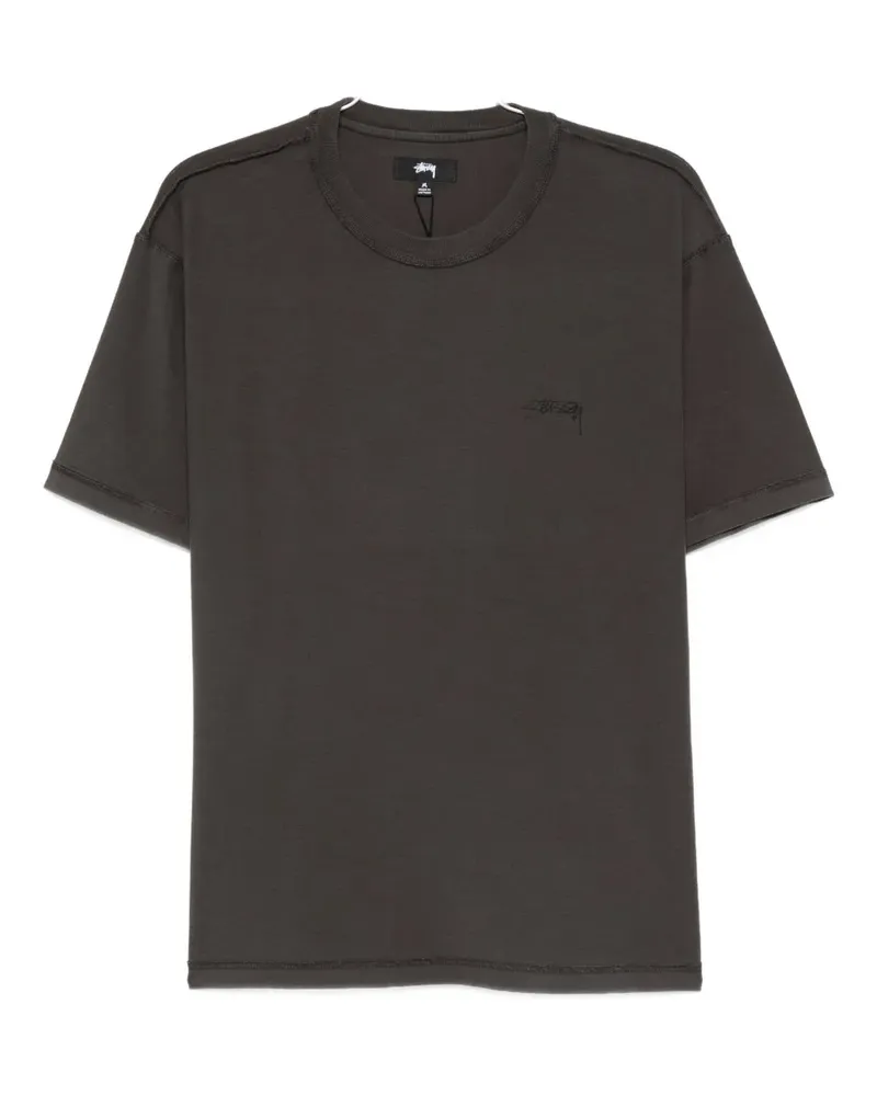 Stüssy T-Shirt mit Logo-Stickerei - Schwarz Schwarz