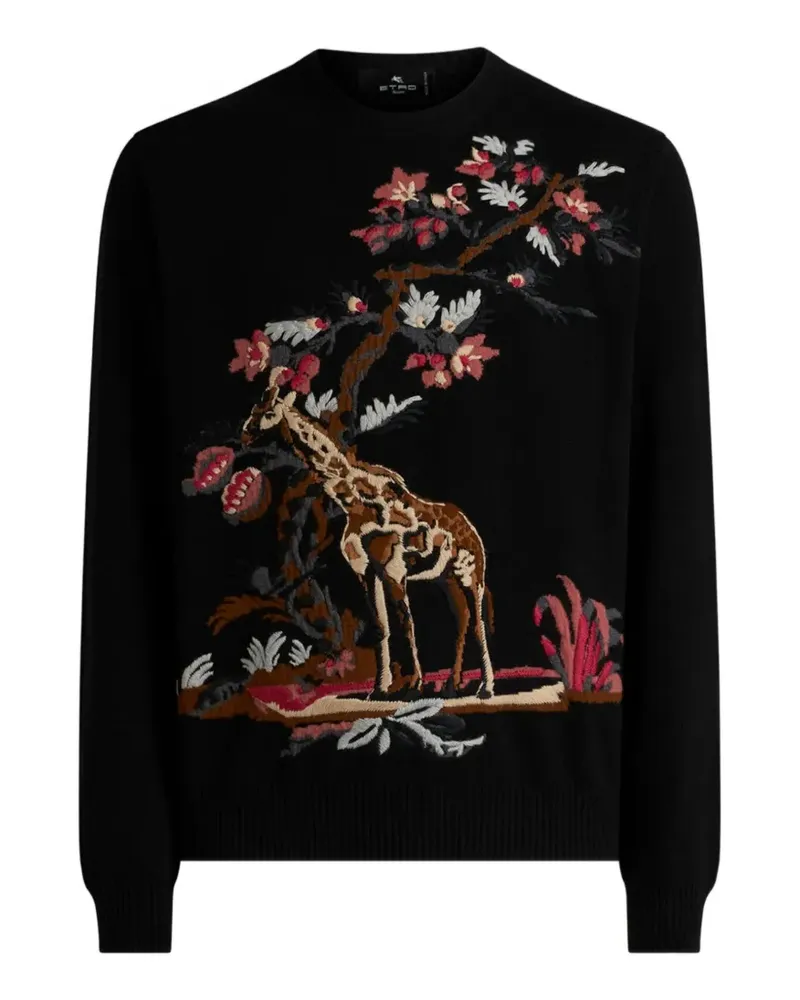 Etro wool and cashmere-blend jacquard sweater with giraffe motif - Schwarz Schwarz