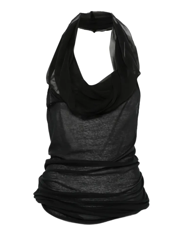 Rick Owens Drapiertes Neckholder-Tanktop - Schwarz Schwarz