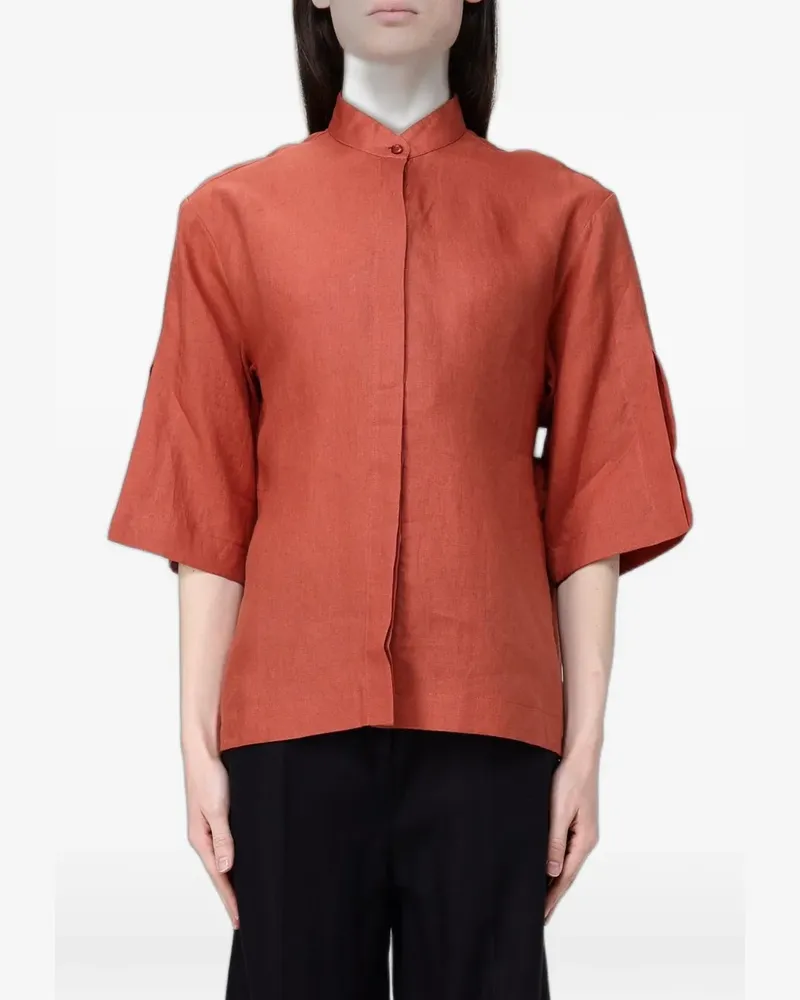 Colmar mandarin-collar linen shirt - Orange Orange