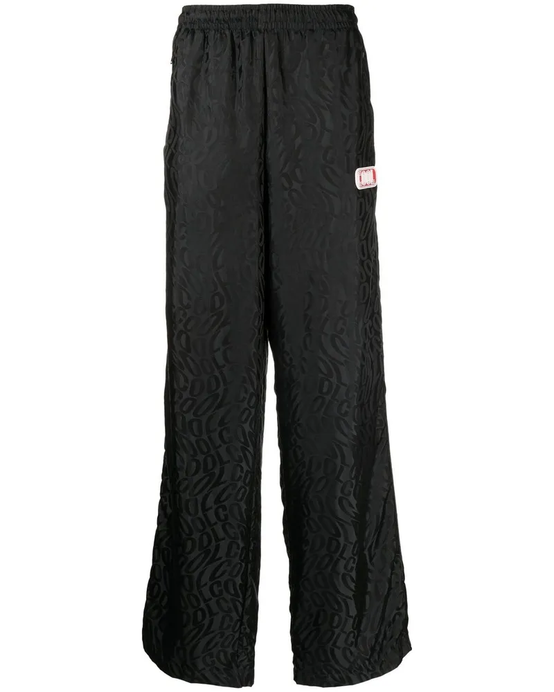 COOL T.M Weite Hose mit Monogramm-Print Schwarz