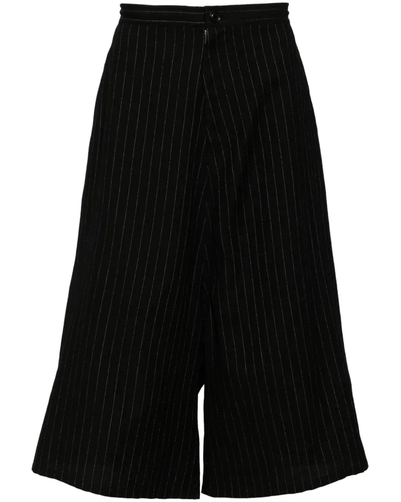 Yohji Yamamoto Cropped-Hose mit Nadelstreifen Schwarz