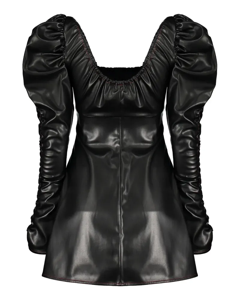 ELLERY gathered-sleeve contrast-stitch mini dress - Schwarz Schwarz