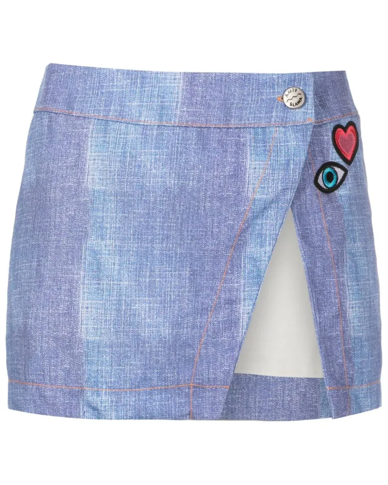 Amir Slama Mini-Tasche mit Patch - Blau Blau