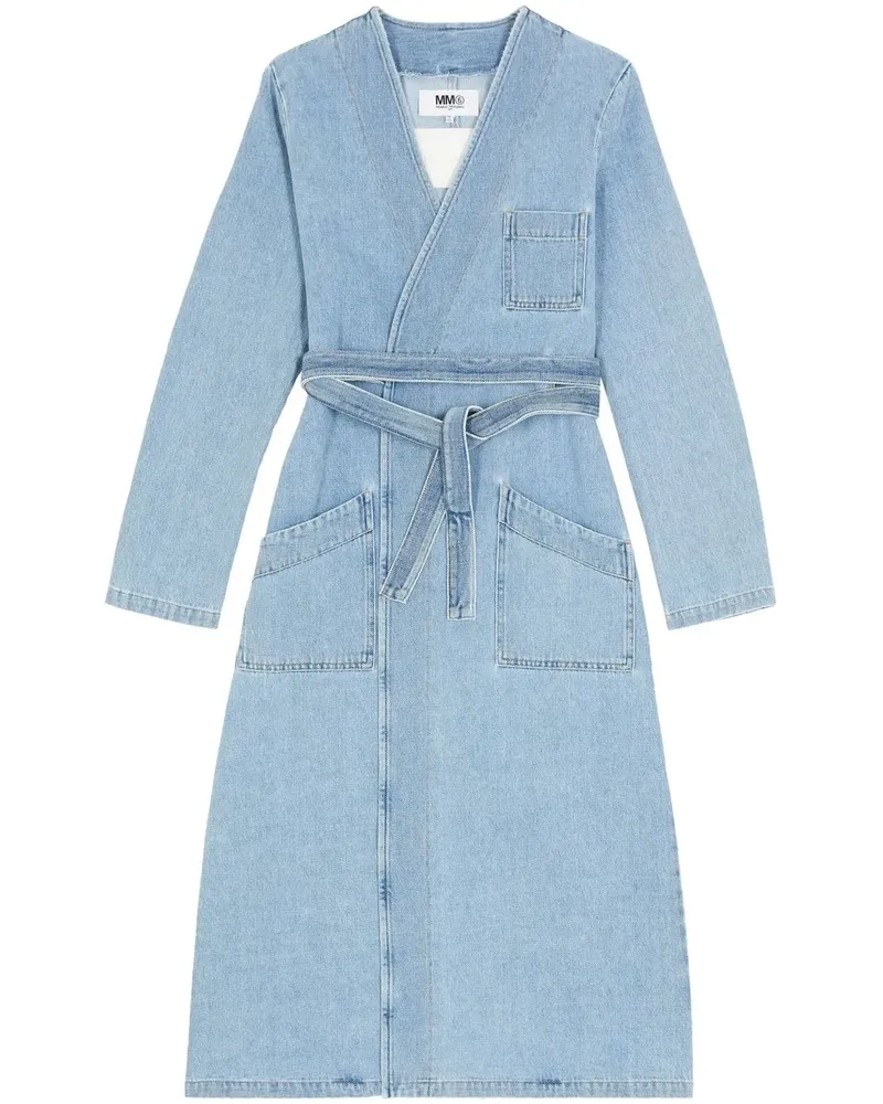 Maison Margiela Kragenloser Trenchcoat - Blau Blau