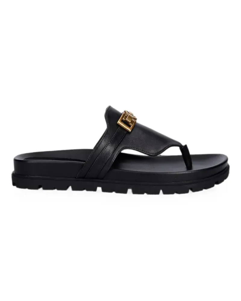 Guess logo-plaque leather flip-flops - Schwarz Schwarz