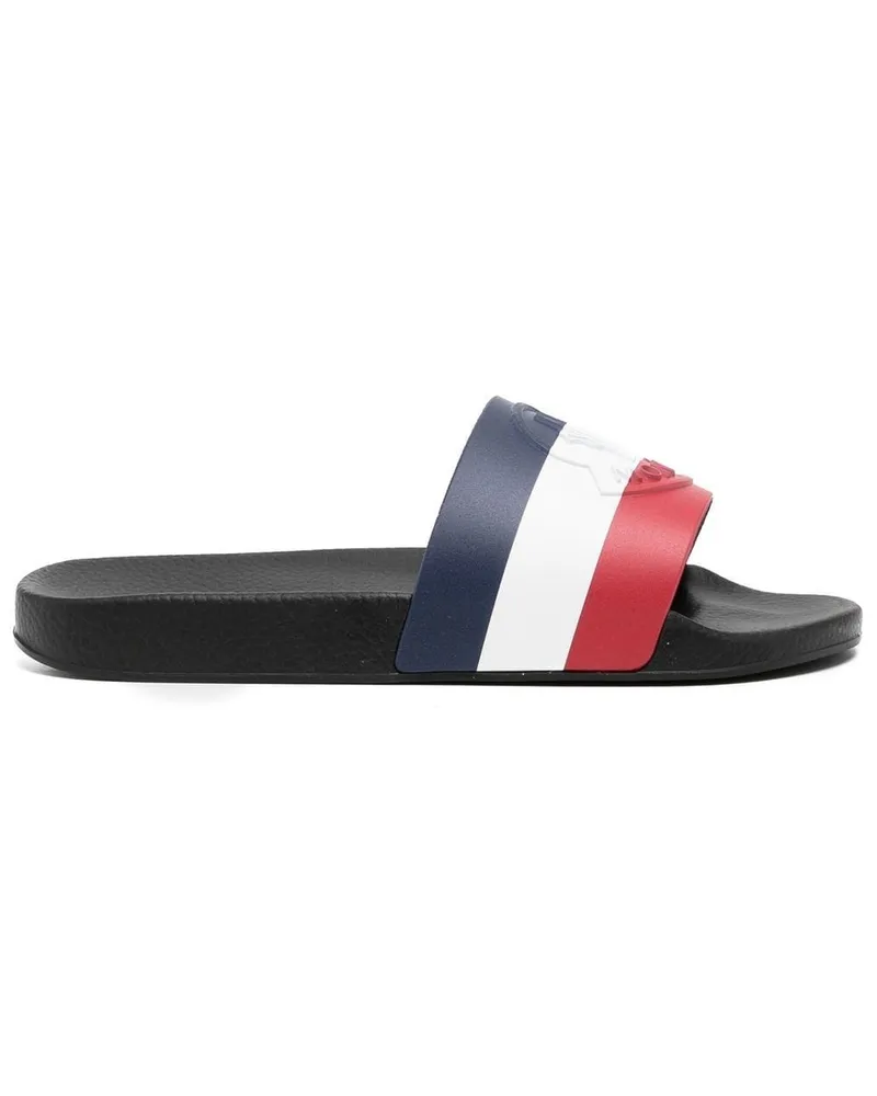 Moncler Gestreifte Pantoletten mit Logo - Blau Blau