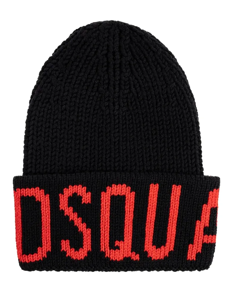 Dsquared2 Gestrickte Beanie - Schwarz Schwarz