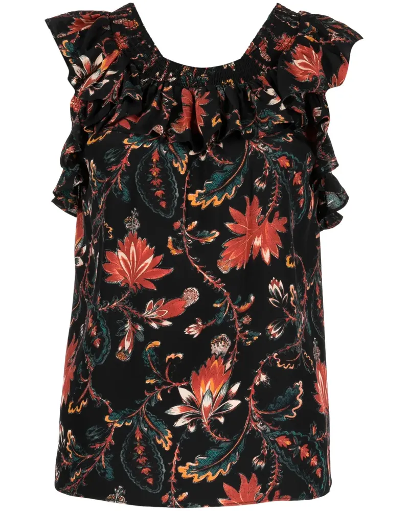 Ulla Johnson Bluse mit Blumen-Print - Schwarz Schwarz